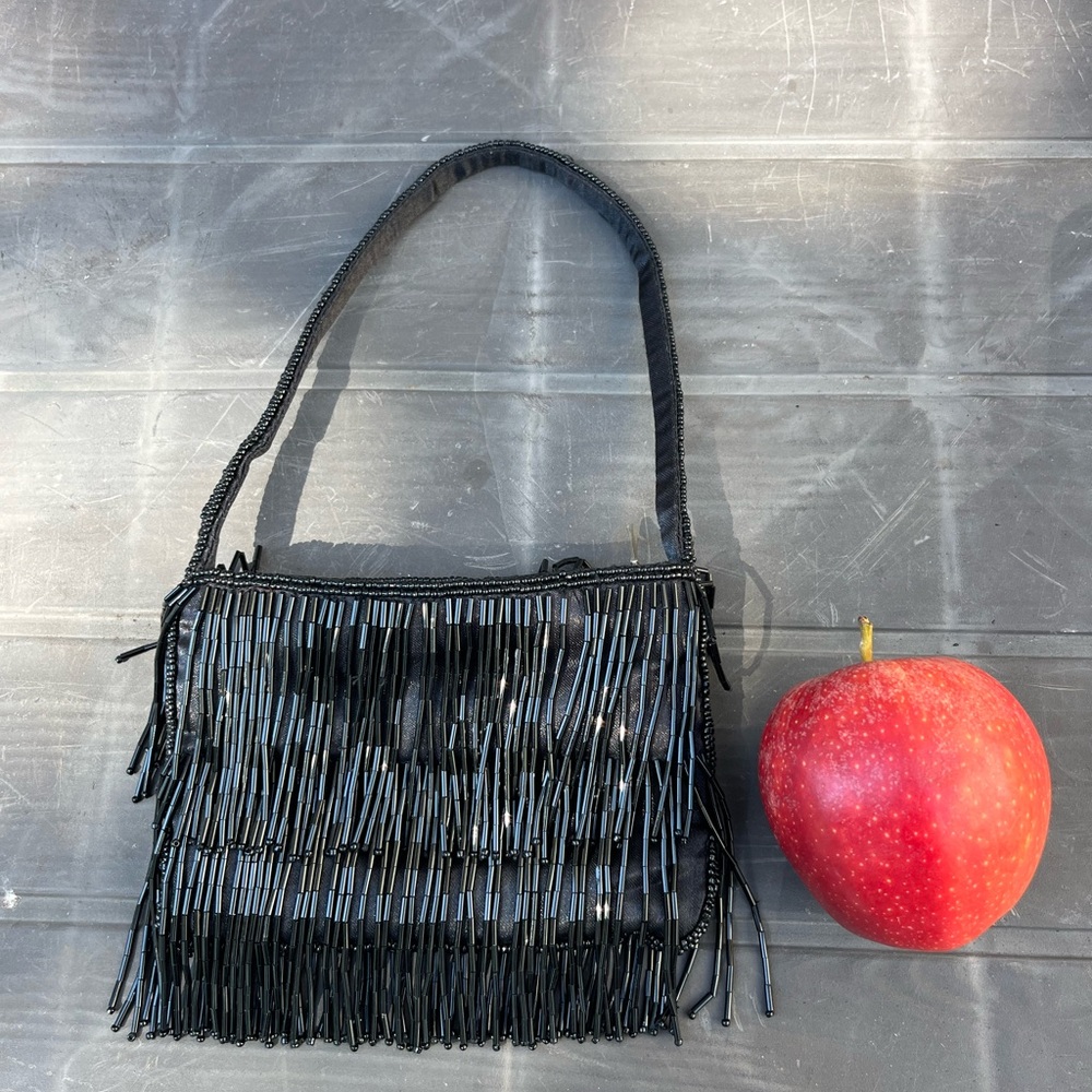 Elegant 5.5” Black Fringe Small Evening Bag